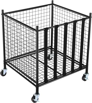 Rolling Sports Ball Storage Cart, Lockable Basketball Cage with Elastic Straps, Sport Equipment Holder Organizer for Indoor Outdoor, Steel Storage Rack for Garages, Playgroup, Gym and Schools