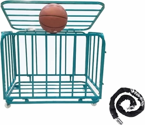 Rolling Sports Ball Storage Cart, School Garage Basement Gym Sports Ball Storage Cart with Lockable Chain,for Basketball Football Volleyball Storage ()