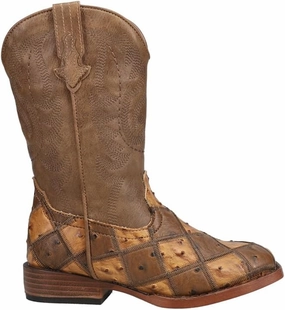 ROPER Toddler Boys Bird Blocks Checkered Square Toe Casual Boots Mid Calf - Brown