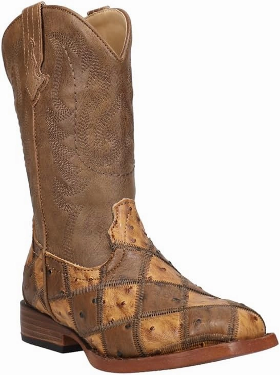 ROPER Toddler Boys Bird Blocks Checkered Square Toe Casual Boots Mid Calf - Brown