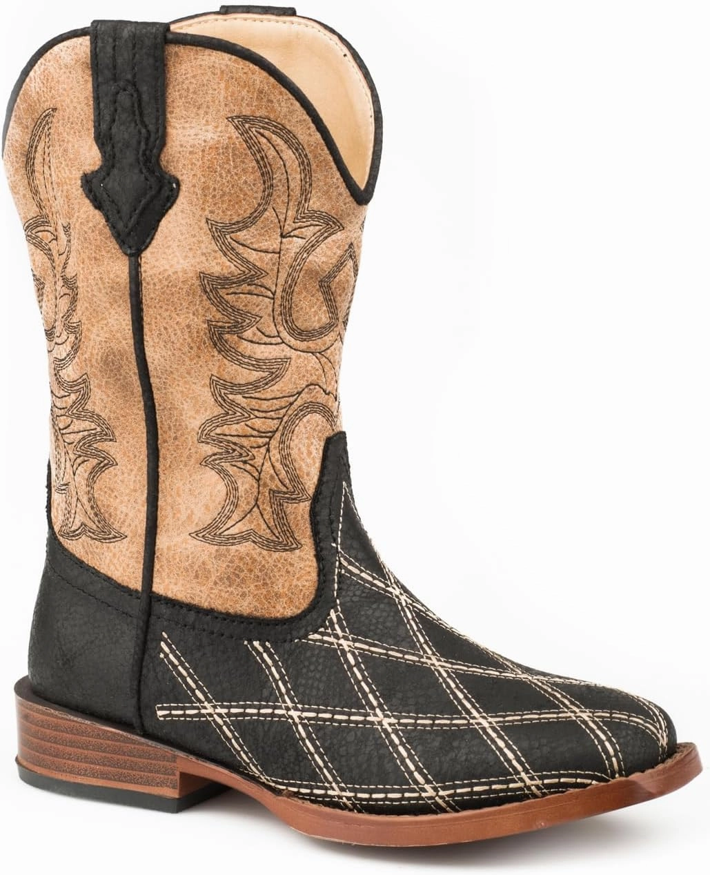 ROPER Toddler Boys Bird Blocks Checkered Square Toe Casual Boots Mid Calf - Brown