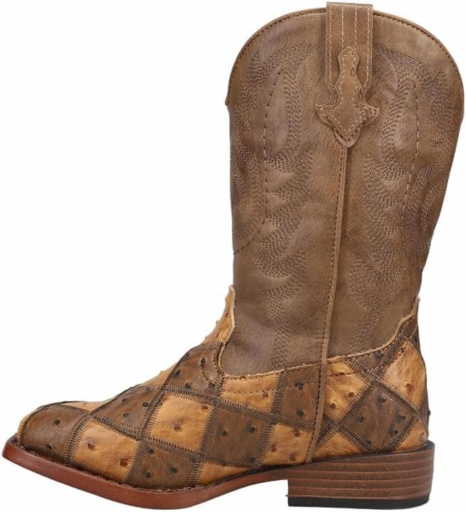 ROPER Toddler Boys Bird Blocks Checkered Square Toe Casual Boots Mid Calf - Brown