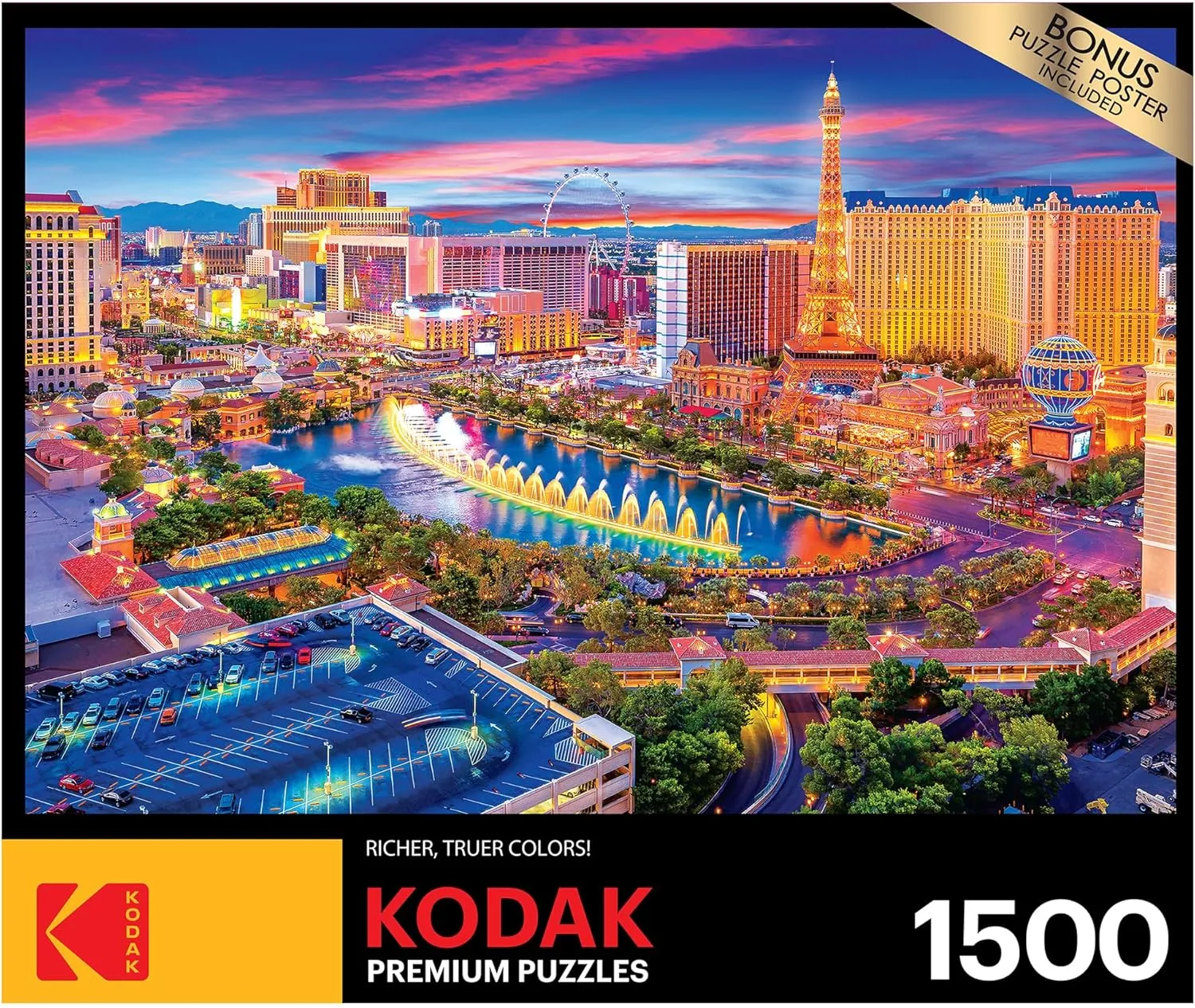 RoseArt - KodakPremium - Las Vegas Strip - 1500 Piece Jigsaw Puzzle for Adults