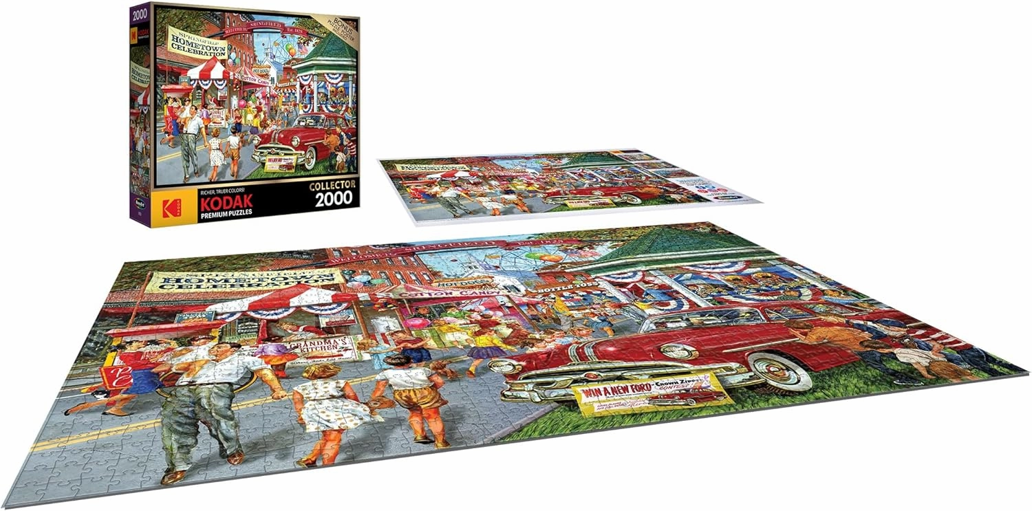 RoseArt - Kodak Premium Collector - Hometown Celebration - 2000 Piece Jigsaw Puzzle for Adults