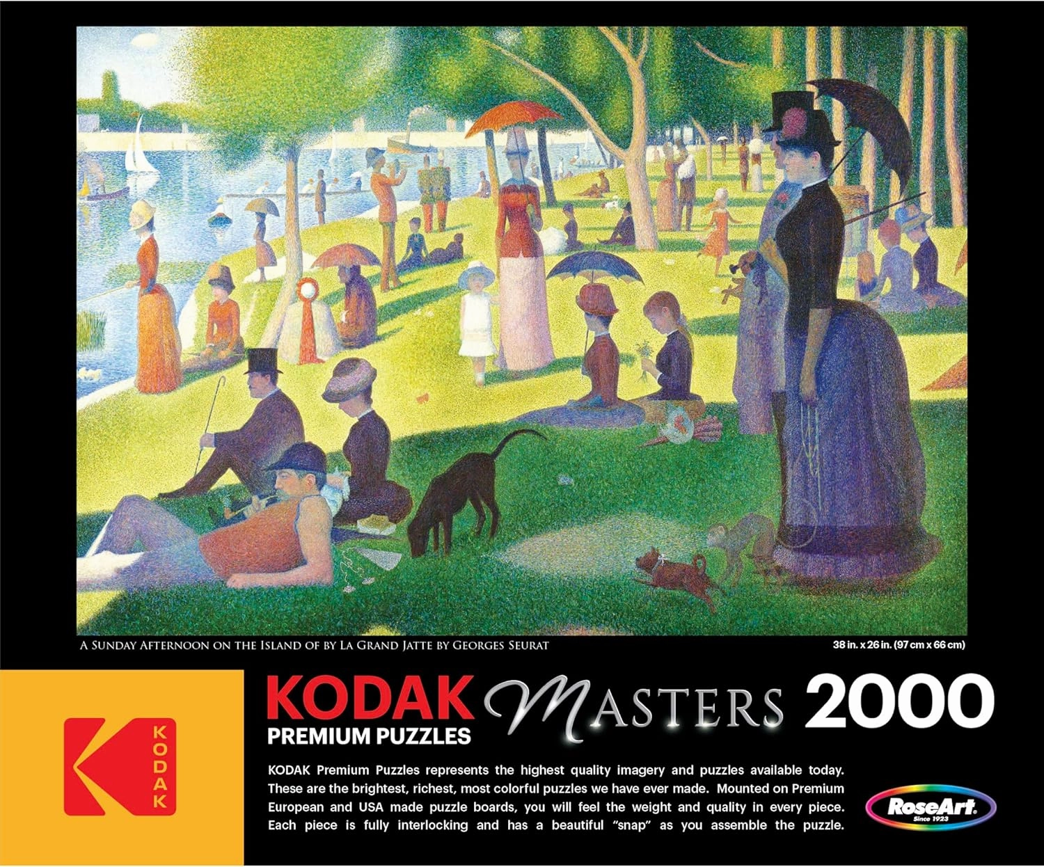 RoseArt - Kodak Premium Masters - A Sunday Afternoon on The Island of La Grand Jatte by Georges Seurat - 2000 Piece Jigsaw Puzzle for Adults
