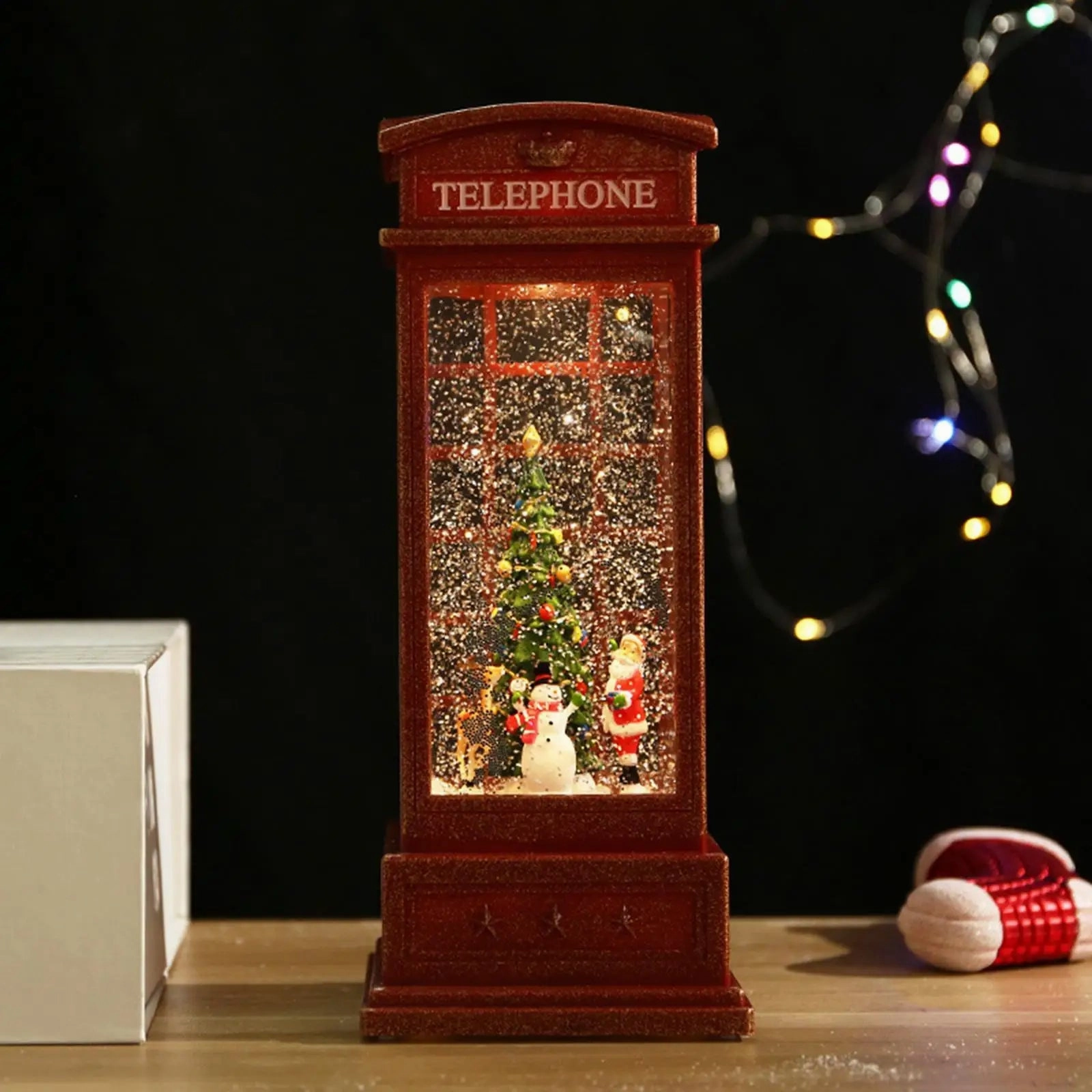 Rotating Christmas Tree Music Box Christmas Eve Crystal Ball Floating Snowflake Shining Toy Ornaments Table Decoration