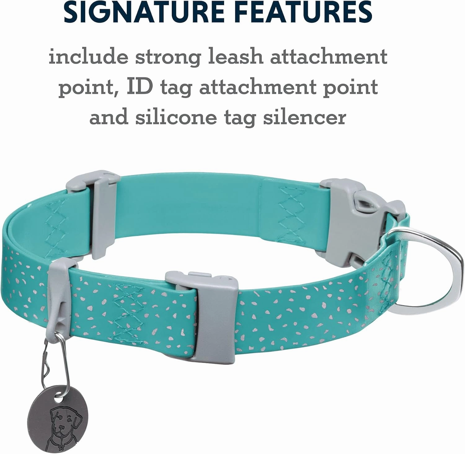 Ruffwear, Confluence Dog Collar, Waterproof and Stink Resistant, Aurora Teal, 14"-20"