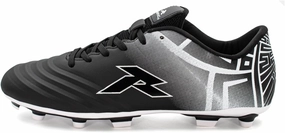 RUNIC Soccer Cleats for Men and Boys – Firm Ground Cleats with Multi-Shaped Studs - Textured Forefoot- Soft Lining -Flexible Upper - Reinforced Stitching - Black/Gold - 6