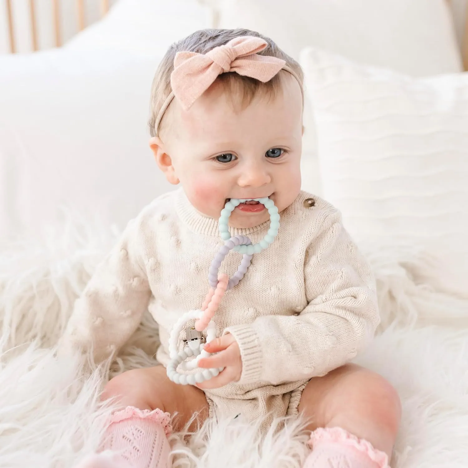 Ryan & Rose Cutie Clinks Attachable Teether Chew Toy for Babies (Ultimate Teething Set (Precious))