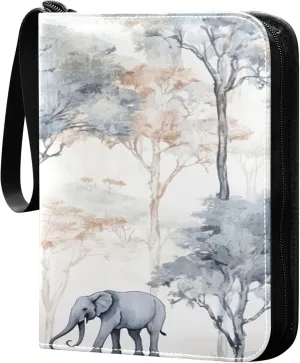 Safari Animals Card Binder 4 Pocket Collectible Trading Card Albums with 50 Sleeves Double Side PU Waterproof 3 Ring for Sports & Game Cards