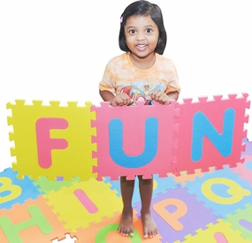 SAFEST Non Toxic Alphabet Puzzle Mat - THICKEST ABC Flooring Mat, 26 Tiles | Bonus Fun Learning eBook | Kids Learn & Play with Interlocking Puzzle Pieces