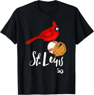 Saint Louis Red Cardinal Tshirt Number 50 Baseball Art T-Shirt