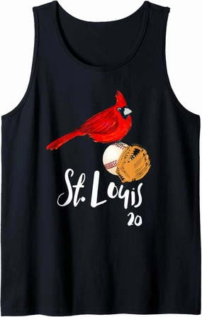Saint Louis Red Cardinal Tshirt Number 20 Baseball Art Tank Top