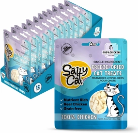 Salty Cat Freeze Dried Cat Treats - Chickecn Breast or Tuna (Pack of 12 (10g Each), Chicken)