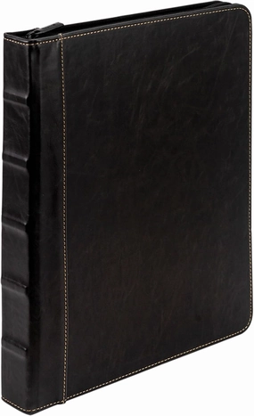 Samsill Vintage Hardback 3 Ring Zipper Binder, Professional Binder Organizer, Planner, 1 Inch Capacity, Faux Leather with Contrast Stitching, Letter Size 8.5 x 11 Documents, Black
