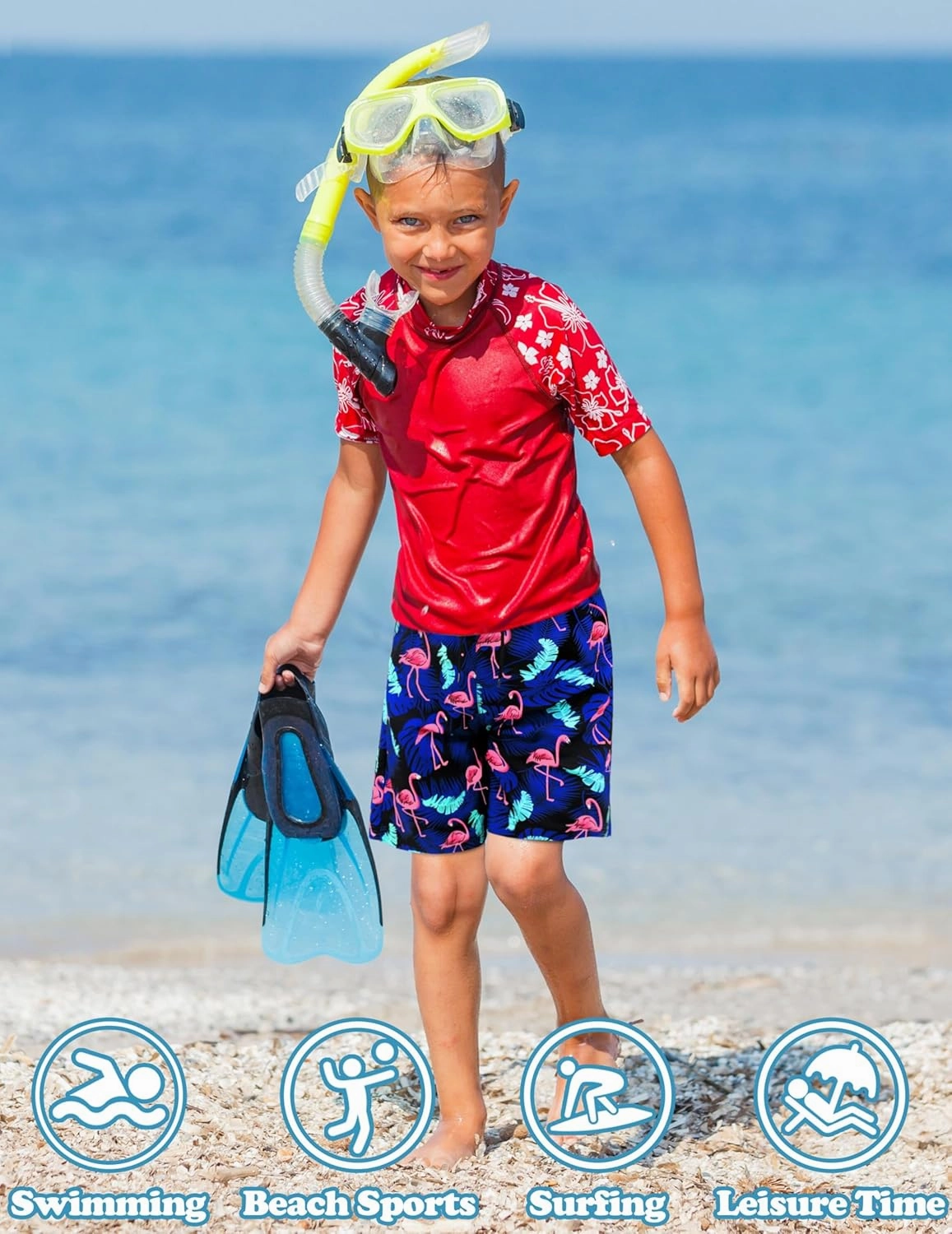 Sarfel Boys Swim Trunks with Compression Liner Kids Swimsuits Boys Bathing Suit Kids Board Shorts Teen Boy Quick Dry Shorts
