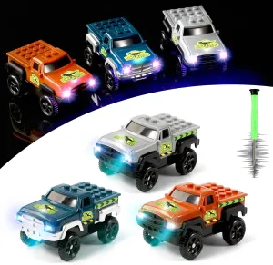 Save Unicorn Tracks Cars only Replacement,Track Cars for Tracks Glow in The Dark, Car Tracks Accessories with 3 Flashing LED Lights, Compatible with Most Car Tracks for Kids Boys and Girl(3pack)