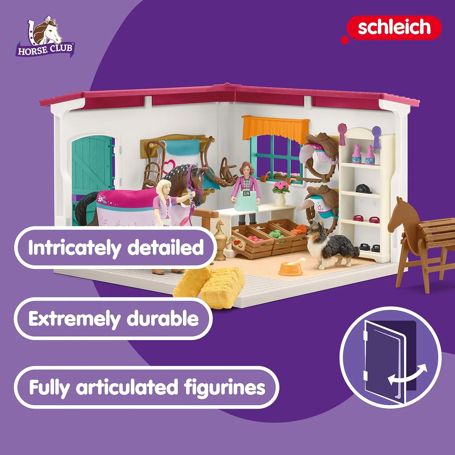 Schleich Horse Club — Horse Shop, 67 Piece Tack Shop Horse Play Set with Horses and Riders, Farm Play Set for Children Ages 5 