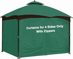 SCOCANOPY Forest Green 10' x 12' Gazebo Privacy Curtain Set Fit for Lowe's Allen Roth 10X12 Gazebo Model #GF-12S004B-1 / GF-12S004BTO/ TPGAZ17-002/TPGAZ2303
