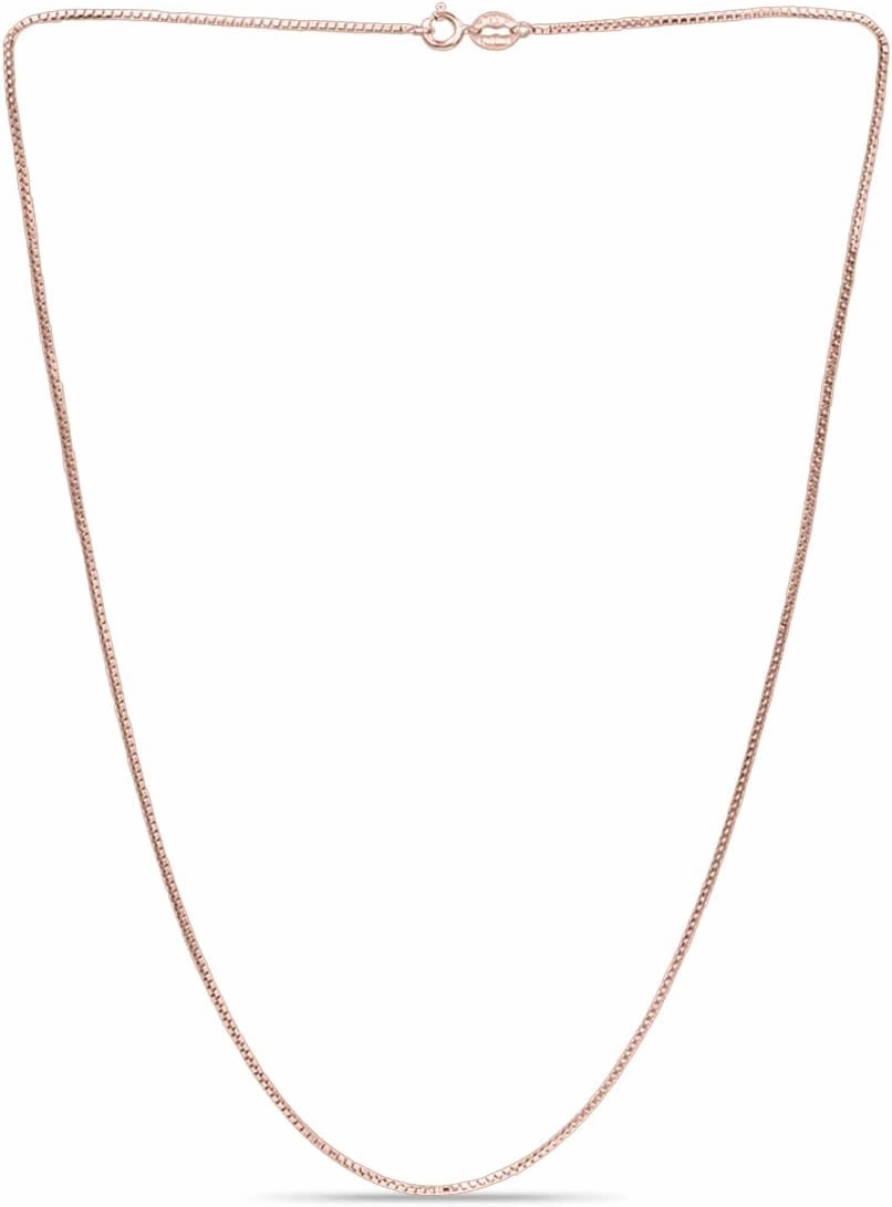 SEA OF ICE Chain Necklace 925 Sterling Silver with Ring Clasp Closure, Italian Box Necklace Chain Necklace for Women & Men, Available in Gold, Rose Gold, Silver, and Black Rhodium, Multisize