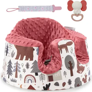 Seat Cover Compatible with Bumbo Floor Seat Only, w/Pacifier Clips & Safe Teething Toys,Breathable Baby Bumbo Seat Cover,Soft Bumbo Floor Seat Cover for Baby Girl Boy, Excluding Pacifier(Red)