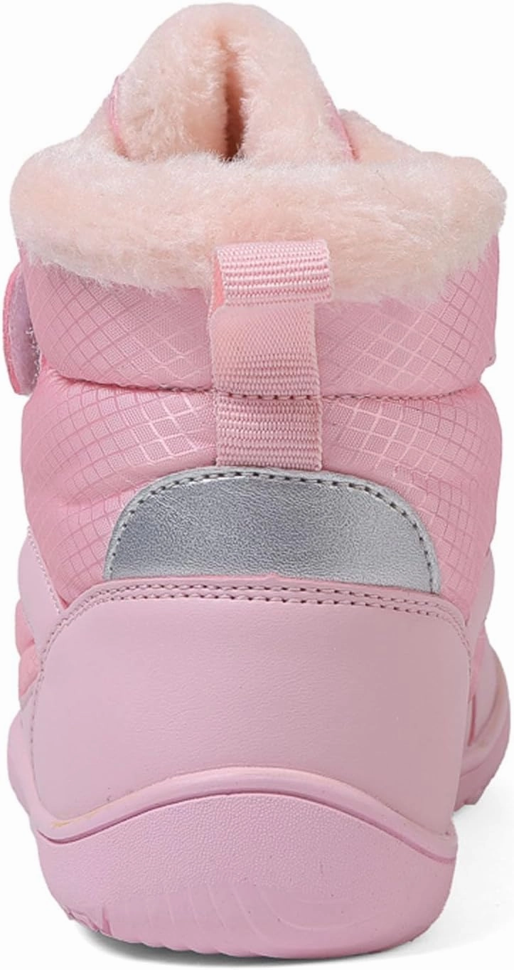 SECHRITE Toddler Barefoot Boots Girls Boys Winter Barefoot Shoes Waterproof Ankle Snow Boots High Top Outdoor Minimalist Wide Sneakers for Cold Weather Naturally Splay