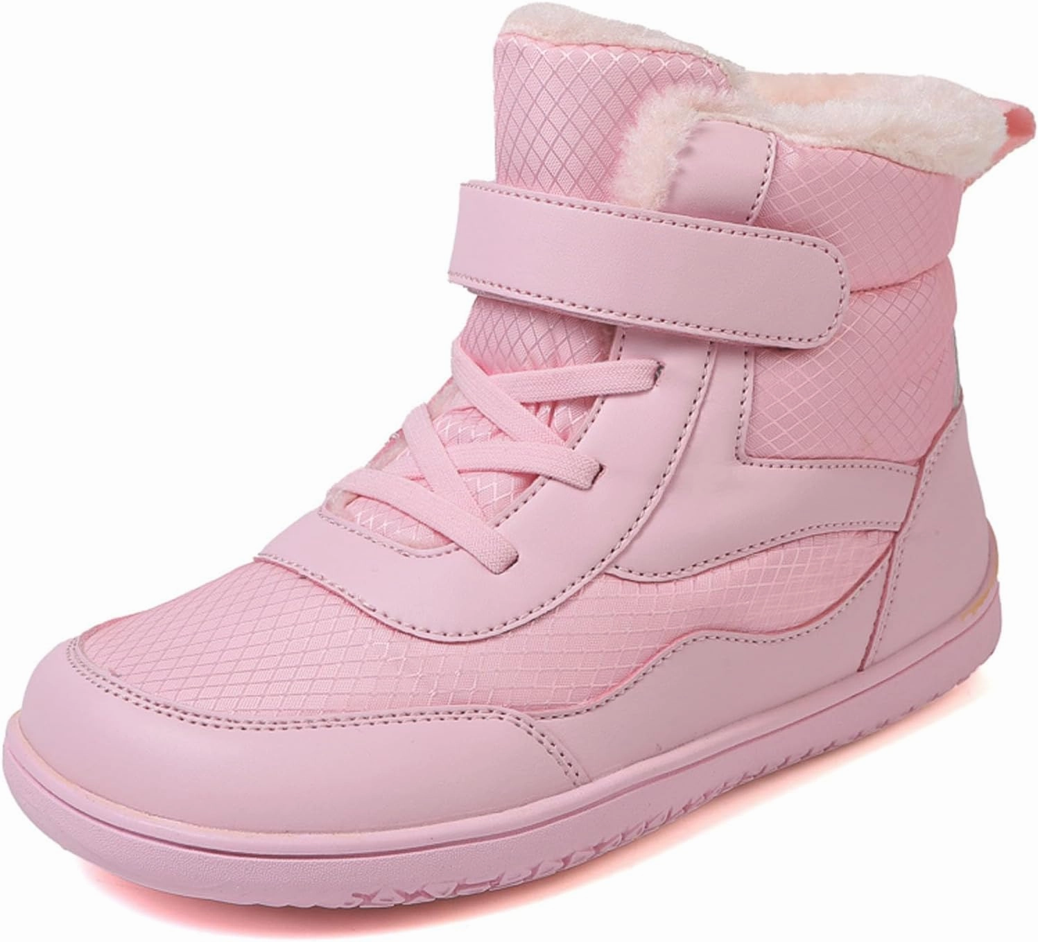 SECHRITE Toddler Barefoot Boots Girls Boys Winter Barefoot Shoes Waterproof Ankle Snow Boots High Top Outdoor Minimalist Wide Sneakers for Cold Weather Naturally Splay