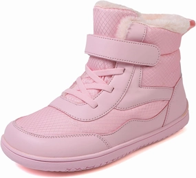 SECHRITE Toddler Barefoot Boots Girls Boys Winter Barefoot Shoes Waterproof Ankle Snow Boots High Top Outdoor Minimalist Wide Sneakers for Cold Weather Naturally Splay