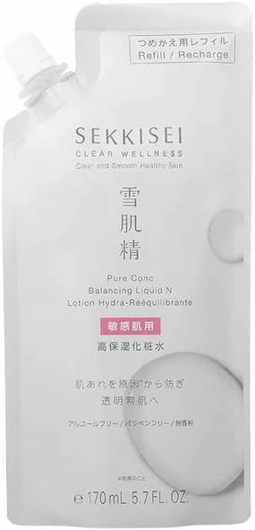 SEKKISEI Clear Wellness Balancing Liquid N Refill Pouch, Facial Toner & Moisturizing Water for Sensitive Skin, 5.7 Ounce