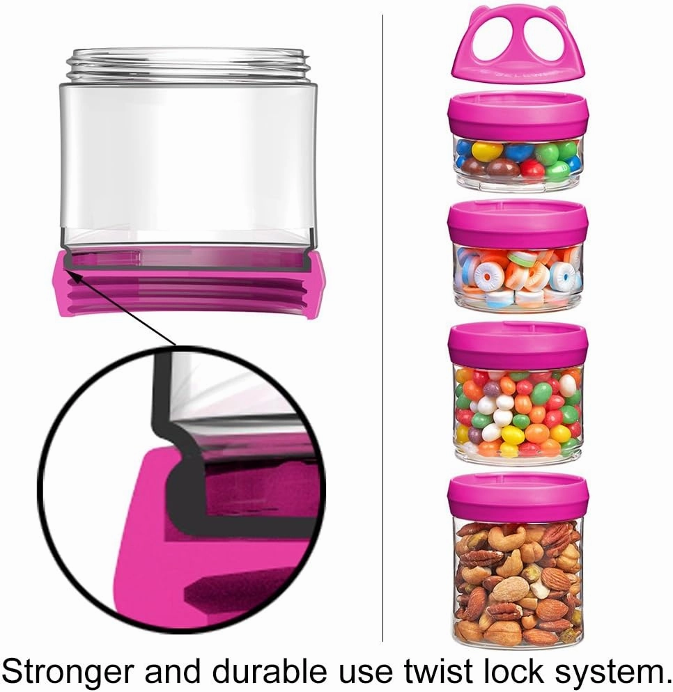 SELEWARE Portable Stackable Food Storage Containers for Snacks Formula Powder and Drinks Twist Lock System Airtight Leak-proof BPA and Phthalate Free Blue and Red