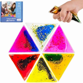 Sensory Soft Gel Liquid Toys: Water Sensory Toys for Autism Kids Sensory Fidget Toys 6-Pack Triangular