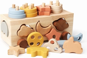 Shape Sorters for Toddlers 1-3, Wooden Toddler Toys, Montessori Toy Sorting & Stacking Toys, Shape & Color Recognition Educational Toys Learning Activities for Baby Boys Girls 1 2 3 Year Old