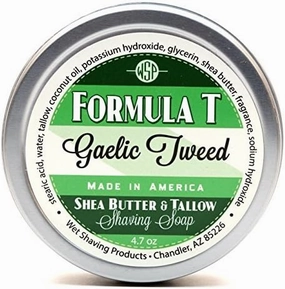 Shaving Soap WSP Formula T (Gaelic Tweed) 4 Fl Oz Made with Shea Butter & Tallow