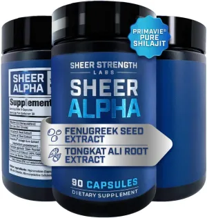 Sheer Strength Labs T-Booster for Men - Clinically Backed Dose, Strongest Formula - Made in USA - Premium Blend of Fadogia Agrestis Tongkat Ali and Shilajit. 30 Servings