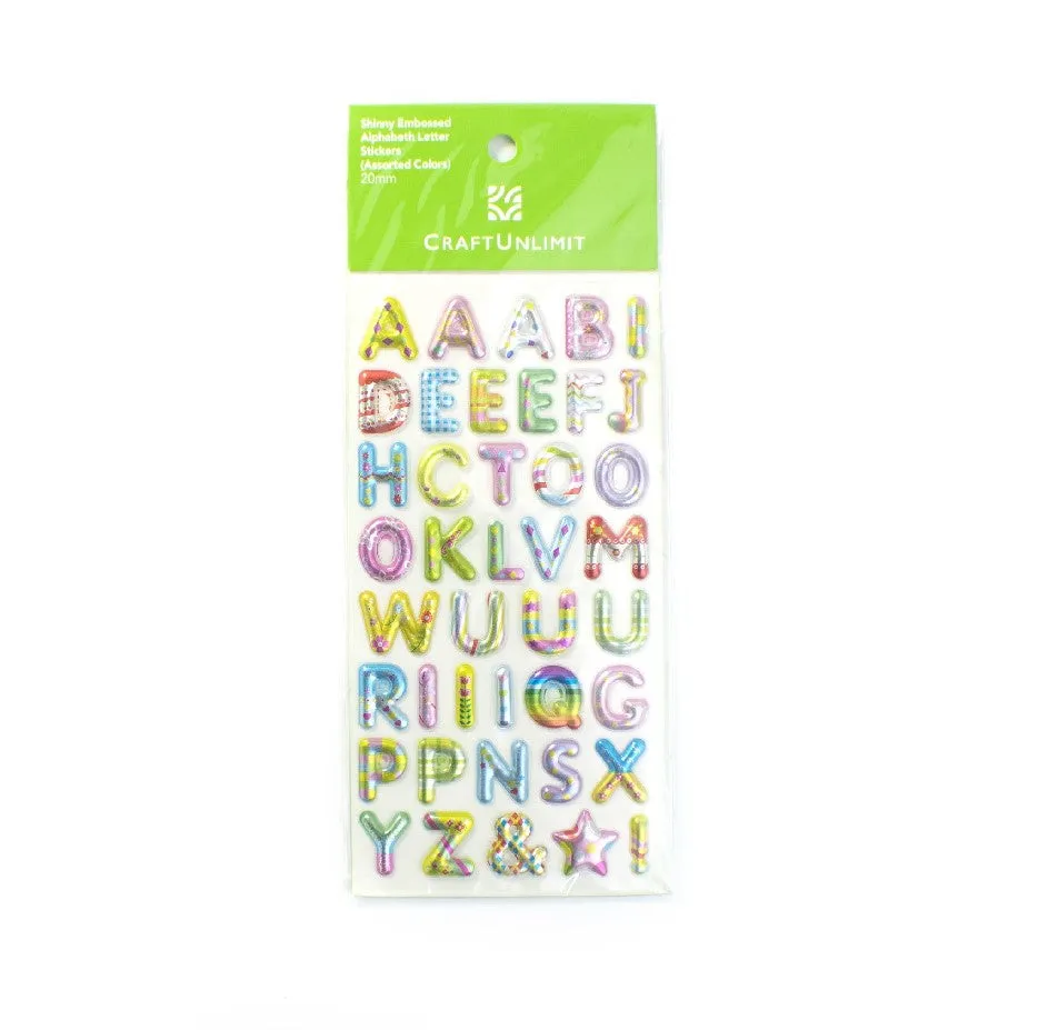 Shinny Embossed Alphabeth Letter Stickers