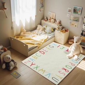 SHIPKEY 4x6 Feet Living Room Rugs, Cartoon Alphabet Nursery Rug for Bedroom, Large Modern Rugs for Children (120x180 cm)