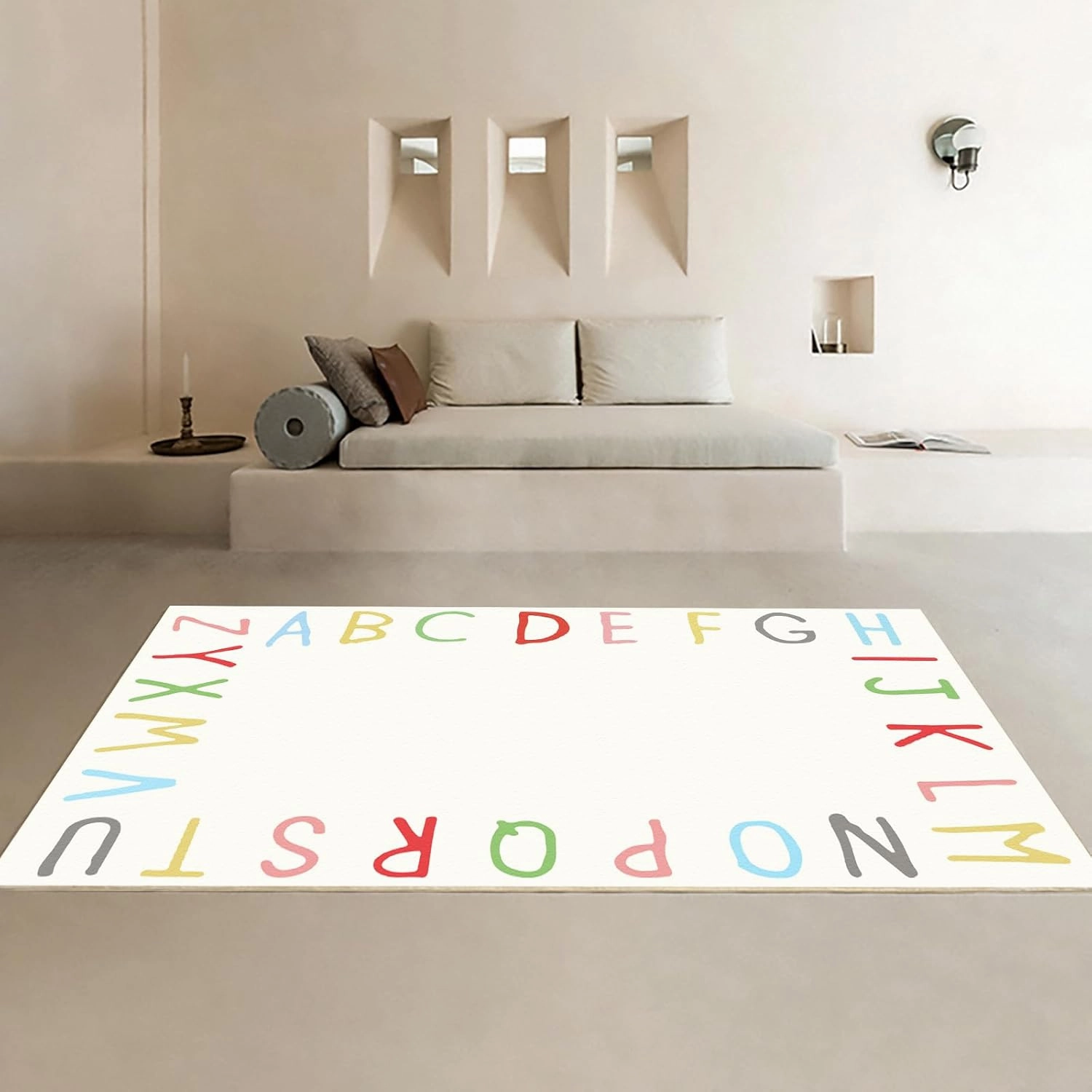 SHIPKEY 4x6 Feet Living Room Rugs, Cartoon Alphabet Nursery Rug for Bedroom, Large Modern Rugs for Children (120x180 cm)