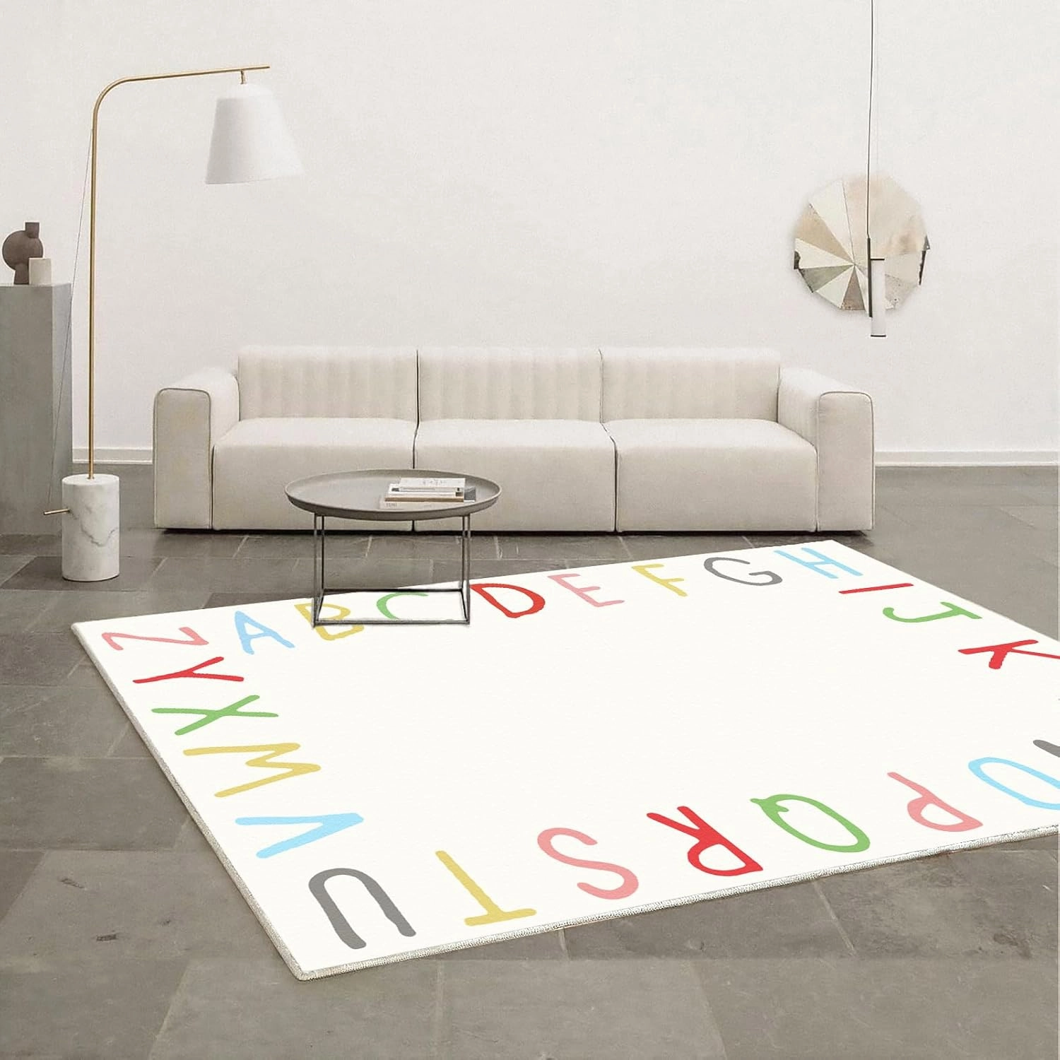 SHIPKEY 4x6 Feet Living Room Rugs, Cartoon Alphabet Nursery Rug for Bedroom, Large Modern Rugs for Children (120x180 cm)