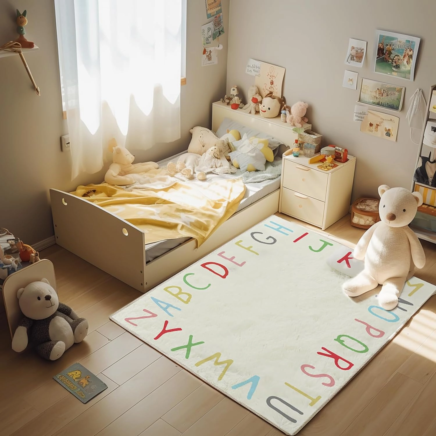 SHIPKEY 4x6 Feet Living Room Rugs, Cartoon Alphabet Nursery Rug for Bedroom, Large Modern Rugs for Children (120x180 cm)