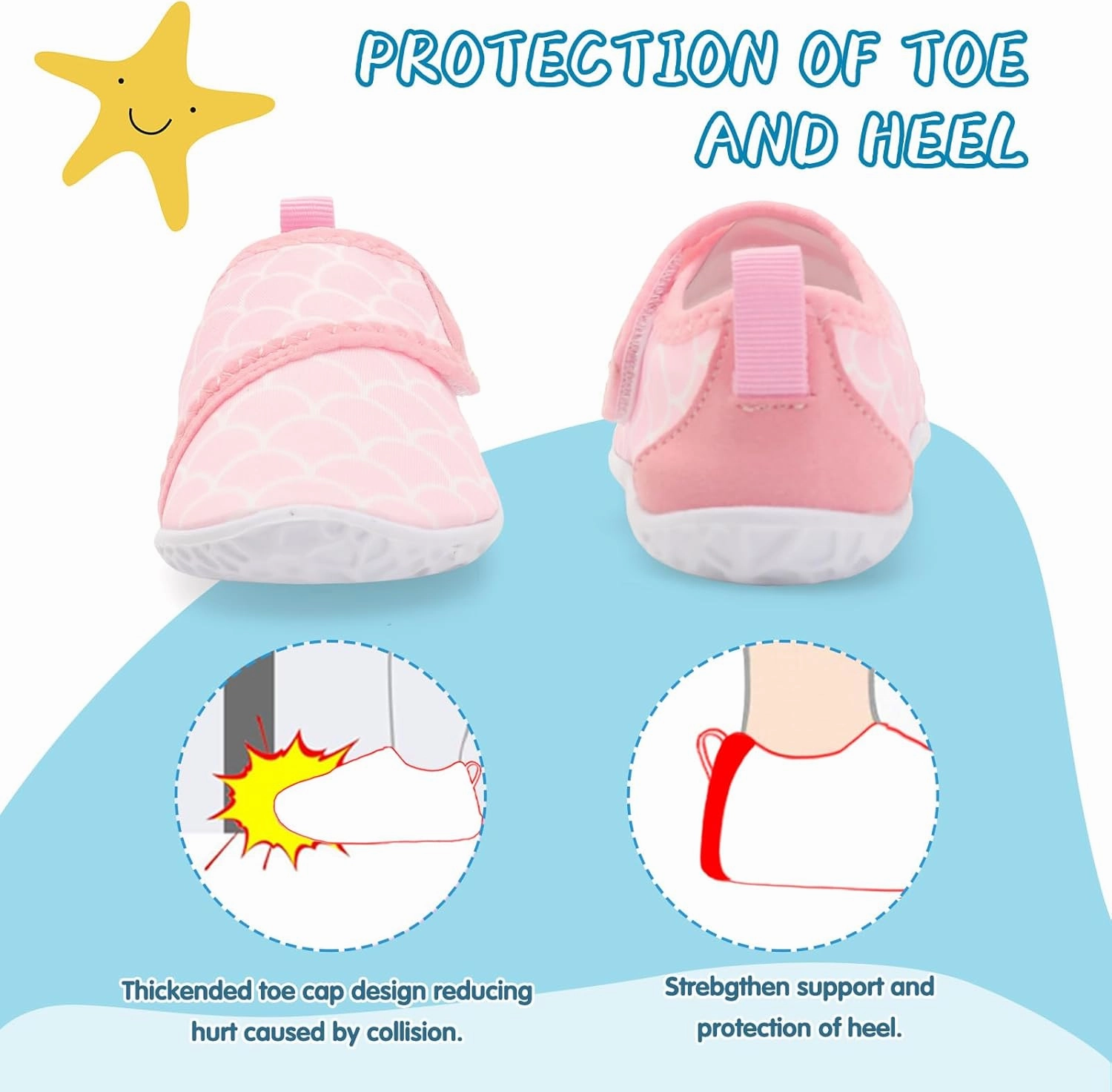 shopUAL Toddler Water Shoes Kids Girls Boys Beach Aqua Socks Skin Barefoot Walking Water Shoes Quick Dry Non-Slip Breathable Swim Pool Surf