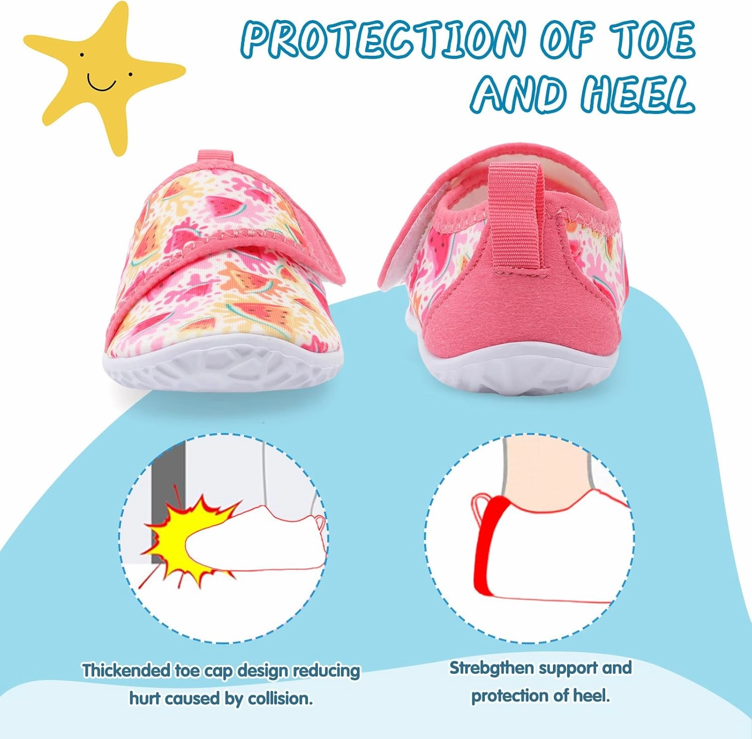 shopUAL Toddler Water Shoes Kids Girls Boys Beach Aqua Socks Skin Barefoot Walking Water Shoes Quick Dry Non-Slip Breathable Swim Pool Surf