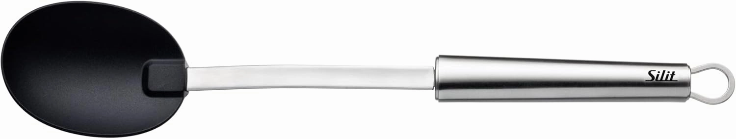 Silit Classic Line Serving Spoon, 33 cm, Polished Stainless Steel, Plastic Ladle, Ideal for Coated Pots, Dishwasher Safe