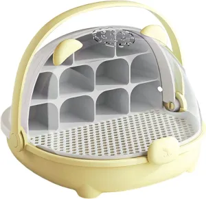 Silkworm Breeding Box Silkworm Transport Container Easy to Observe Portable Observation Cabin Small Animal Breeding Container, Yellow