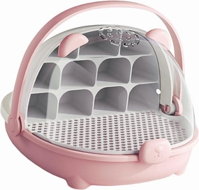 Silkworm Breeding Box Insect Feeding Box Breathable Observation Cabin Silkworm Transport Container Small Animal Breeding Case, Pink