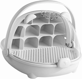 Silkworm Breeding Box Small Animal Breeding Case,Observation Cabin Portable Silkworm Transport Container Reptile Feeding Box, Gray