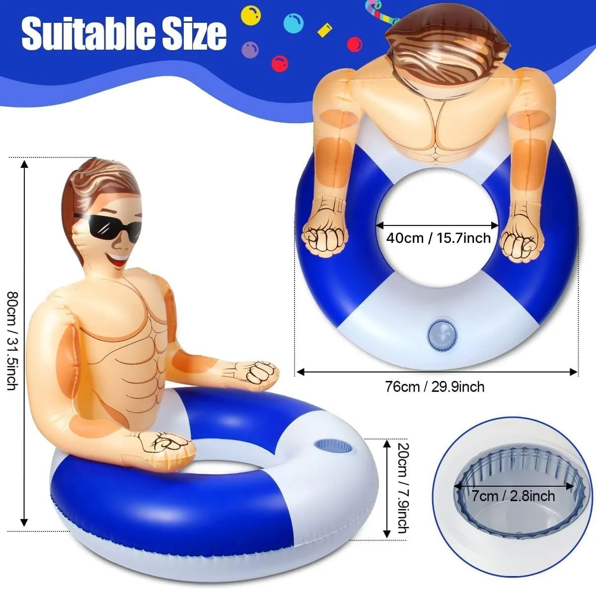 Silph PLC Pool Float, Inflatable Swim Ring with Cup Holder for Party, Pool Toys for Adult/Kids Relaxing & Pool Hunk Ring for Lifeguard