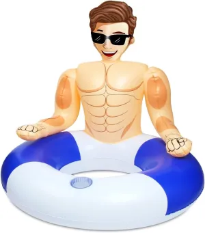 Silph PLC Pool Float, Inflatable Swim Ring with Cup Holder for Party, Pool Toys for Adult/Kids Relaxing & Pool Hunk Ring for Lifeguard