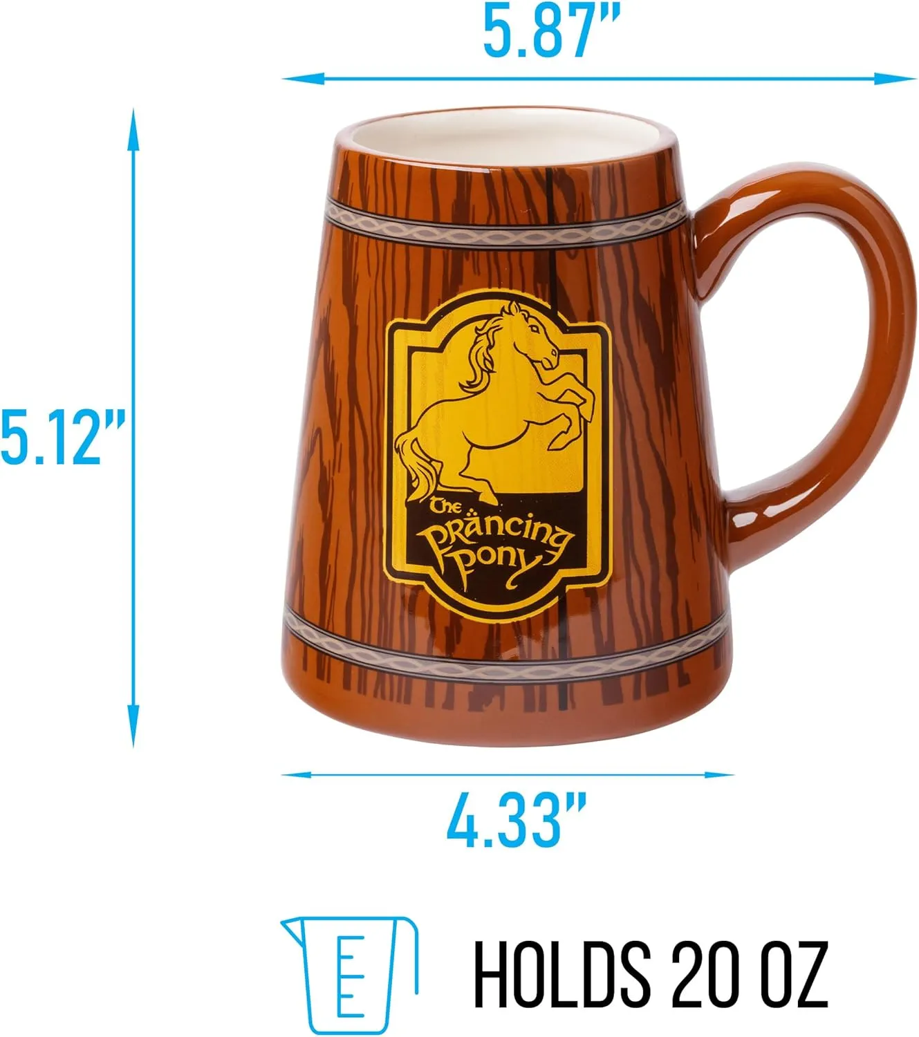 Silver Buffalo Lord of the Rings Prancing Pony Ceramic 3D Sculpted Mug, 20 Ounces