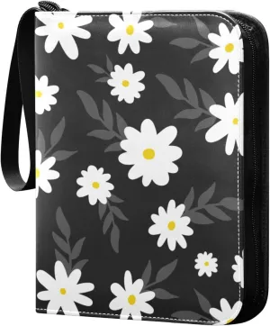 Simple-flower-floral 400 pockets Game Card Binder with Removable Sleeves Trading Card PU Waterproof Sturdy Protectors Holder Collectible Album for Sports Card Collection Storage