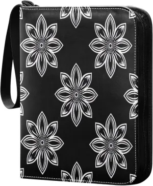Simple Flower Pattern Card Binder 4-Pocket, 400 Pockets PU Waterproof Zippered Collector Card Album with 50 Removable Sleeves for Trading, Game Cards